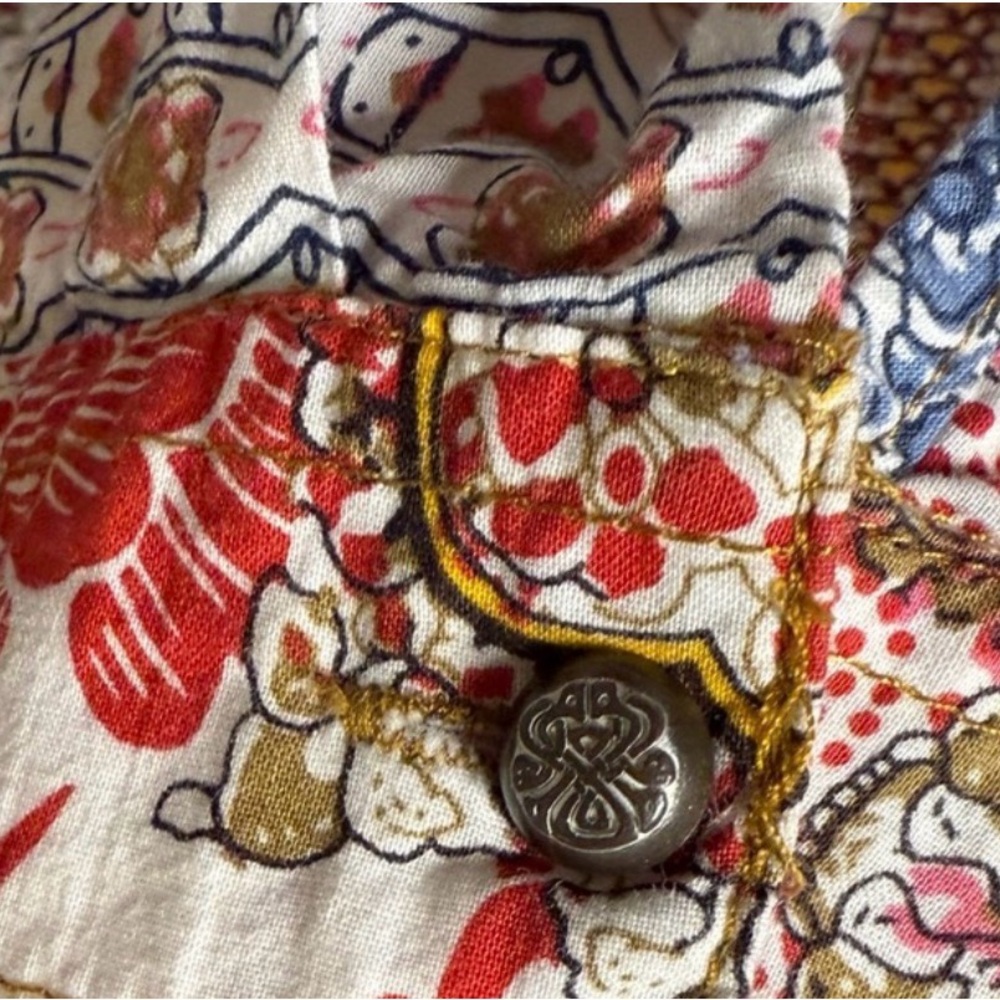 Aratta Silent Journey Patchwork Boho Button Front… - image 8